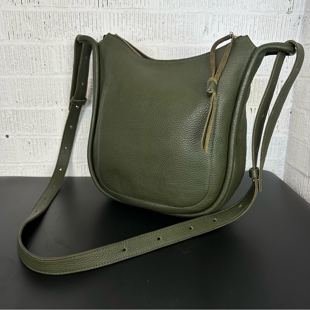 Oliveve Catalina Adjustable Hobo in Barolo Italian Buffalo Cowhide Green